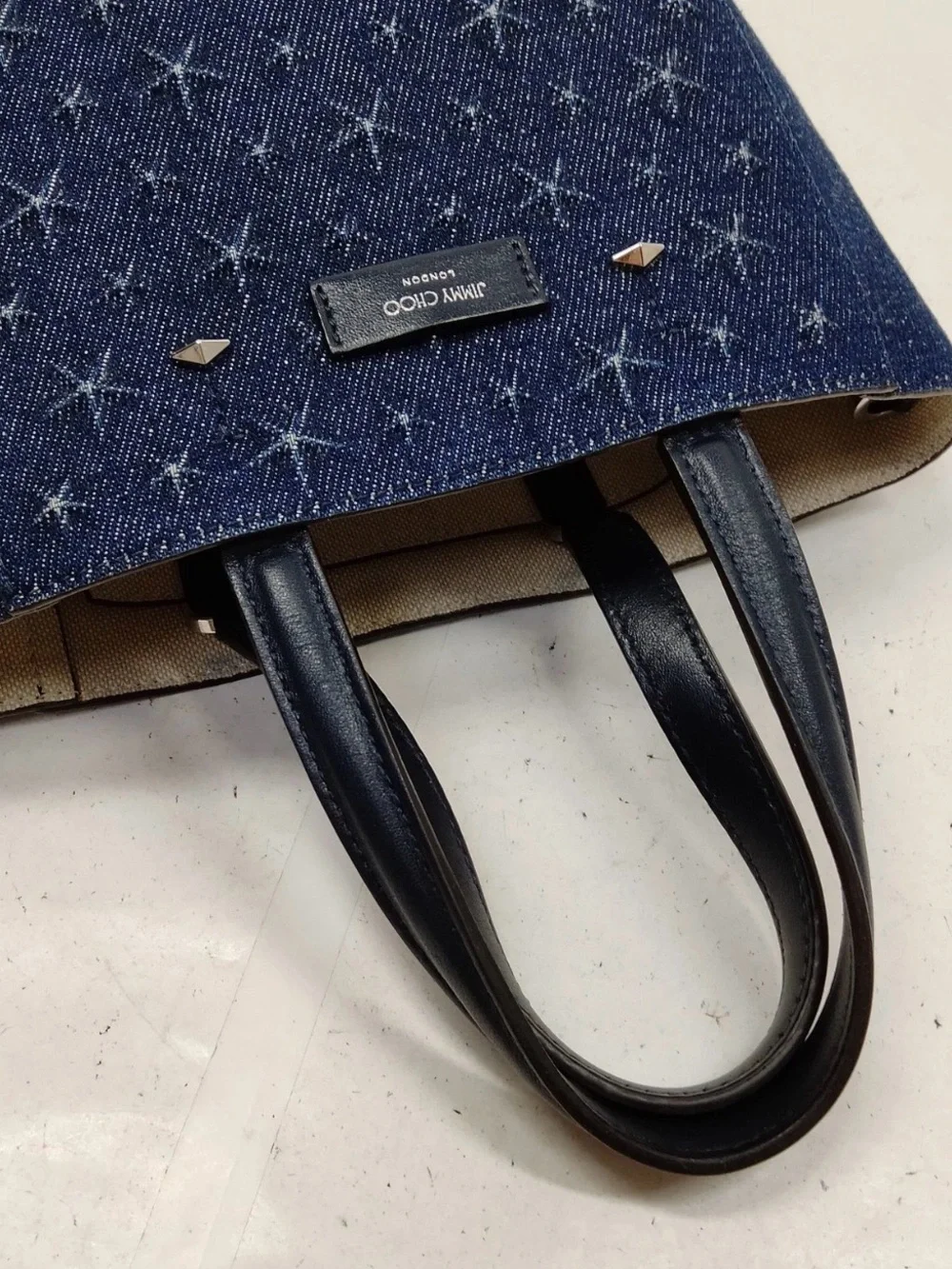 Jimmy Choo Denim Tote in Navy and Black
Jimmy Choo Lenny denim tote bag - Picture 6 of 14